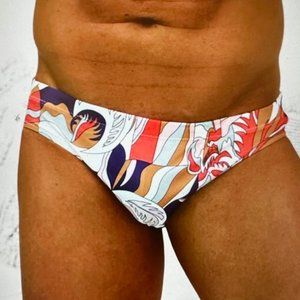 Brand New Men Allover Print Swim Multicolor Bikini Cut Brief Various